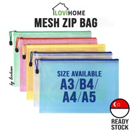 Mesh Zip Bag File Organizer Water Resistant PVC Zipper Pouch Document Folder With A3 A4 A5 B4 Size