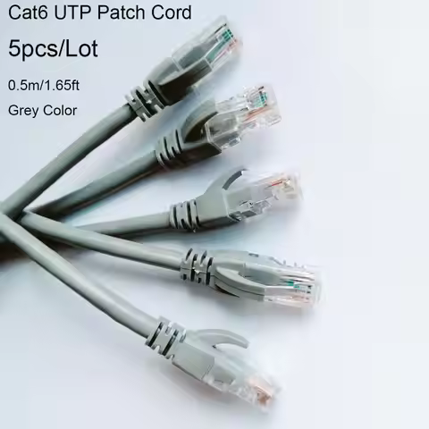 5PCS/Lot CAT5e UTP 0.5M Internet Cables 1.6FT Ethernet Cables 50CM Network Wire Black Grey RJ45 Patc