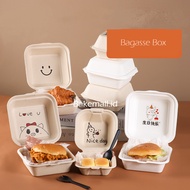 Bagasse Bento Box Burger Cake Box 6inch Sugarcane Lunchbox