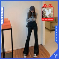 Quần jean nữ ống loe cạp cao kiểu quần baggy nữ quần jean trẻ trυng năng động JEAN ZY