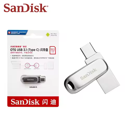SanDisk Ultra Dual Drive Luxe DC4 USB3.2 Gen1 Type-C USB-A U Disk 32GB 64GB 128GB 256GB 512GB 1TB Me