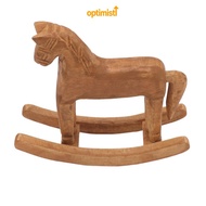 OPTIM Tabletop Trojan Horse Decor, 7.48x7.09in light brown Wooden Rocking Horse Ornament, Handcrafte