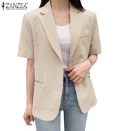 ZANZEA Women Korean Fashion Solid Color Short Sleeve Office Holiday Blazer