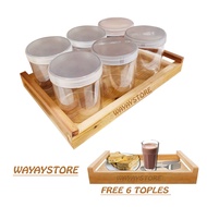 Tonam Kayu Jati//Toples + Nampan Kayu Set 6 Toples 600ML Toples Lebaran Nampan Serbaguna