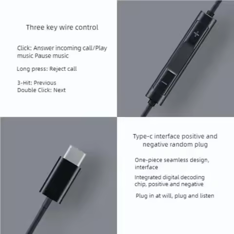 Original Huawei CM33 USB Type-C Earphone Wired in-ear Earphone with Microphone Volume buttons for Hu