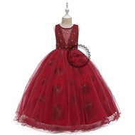Comel Kids Princess Elegant Ball Gown Tulle Flower Girl Princess Dress Long Gown