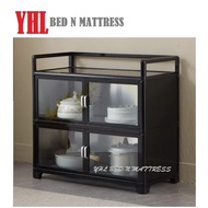 YHL Black Aluminium Rack / Storage Cabinet With Glass Top