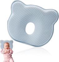 Portable Memory Foam Donut Baby Pillow,Cute Cartoon Bear Soft and Cozy Pillow, Breathable Bedding Set for Infants for Small Boys and Girls Prevent Flat Head