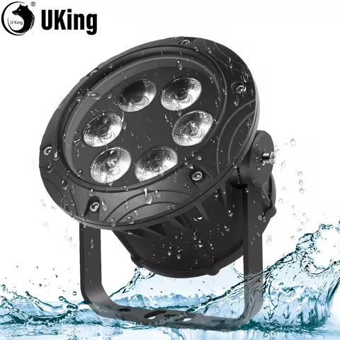 U'King IP65 Waterproof Par Lights 6X10W RGBW LED Stage Effect Lighting DMX512 Party Effect Lights Fo