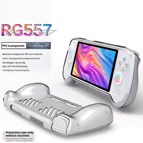 For Anbernic RG557 Transparent TPU Case Soft Rubber Shell Protective Cover with Heat Dissipation Sho