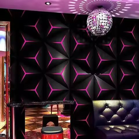 Ktv Decoration Wallpaper 3D Three-dimensional Plane Geometric Pattern Theme Box Background Wallpaper
