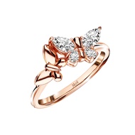 Merii แหวนเงินแท้ 925 ชุบโรสโกลด์ ประดับเพชร CZ ดีไซน์ผีเสื้อ 2 ตัว : แหวนผีเสื้อ แหวนมินิมอล Papill