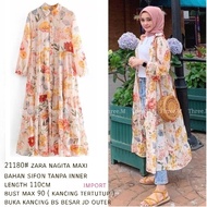21180 ZARA Nagita Maxi outer Import / Pakaian wanita Outer / Long Outer Fashion muslim Dress maxi