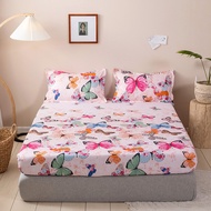 Unimont Korean Printed Bed Sheet Queen King Size Mattress Cover 4/5/6 Foot Bed (without Pillowcase)