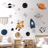 Premium Wall Stickers for Children Space Planet Rocket - Children's Room Decoration Stickers