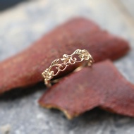 cincin 916 cincin emas 916 Akado 10K Gold Ring Female Japanese Light Jewelry Vine Retro Branch Leaf 