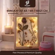 SidsWood [3DA5] 3D Acrylic Wood Frame A5 15x21 cm Wooden Frame for Dowry 3D Frame Dutch Teak Wooden 