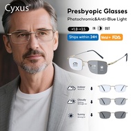 Cyxus Reading Glasses Photochromic Multifocal Near And Far Vision Blue Light Protection Rectangular 