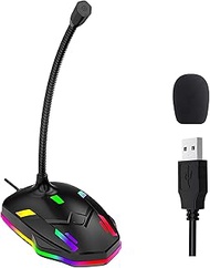 Blapsuro USB Computer Microphone with Mute Button&RGB Glowing Light Compatible with PC Laptop Deskto