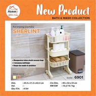 Hommy Laundry Basket 3-Tier Multipurpose Basket with Wheels Sherlint 6901
