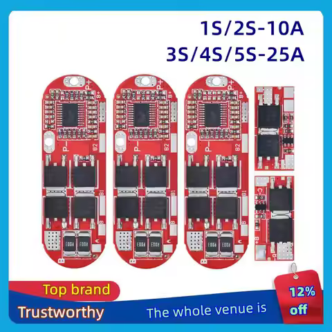 TZT Bms 1s 2s 10a 3s 4s 5s 25a Bms 18650 Li-ion Lipo Lithium Battery Protection Circuit Board Module