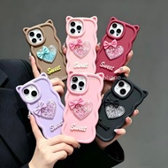 3D Cat Ear Phone Case Heart Cute Wavy Edge Silicone Shockproof Cover for Huawei Nova Y73 Y70 Y71 Y72