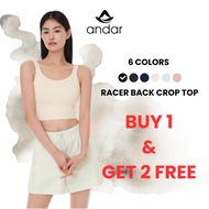 [ANDAR] 3 Set Buy 1 Get 2 Random Bra Free Crop Top Racerback 6 Colors 5 Sizes Bralette Sports Bra Wi