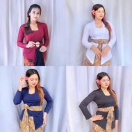 Balinese Kebaya Bed New Kutu T-Shirt Strait Traditional Top Long Sleeve Stretchy Top Kebaya Bet Shir