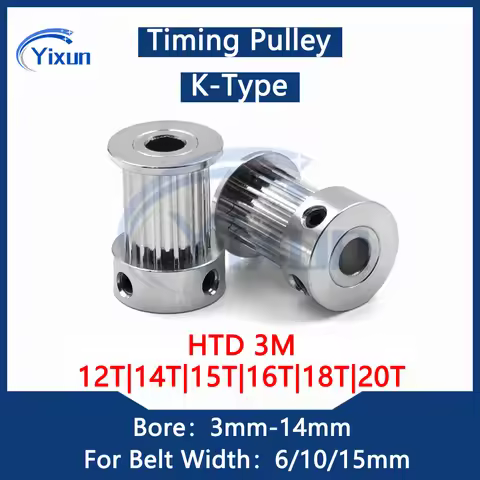 12T 14T 15T 16T 18T 20Teeth HTD 3M Timing Pulley Bore 3mm-14mm Fit Belt Width 10/15mm Pitch 3mm Sync