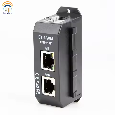 Single Port 2.5 Gigabit DIN Rail Mount PoE Injector POE++ 802.3at/bt Standard 90W Output BT PoE For 