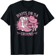 Retro Western Cowgirl Cowboy Linedance Boots On Da Ground T-Shirt All