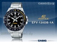 CASIO手錶專賣店 時計屋EFV-120DB-1A EDIFICE 簡約時尚指針男錶 不鏽鋼錶帶 黑黃 防水100米