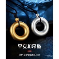 Couple999Necklace Pure Silver Valentine's Day Matte Gift Pure Silver Peace Buckle One Piece Dropship