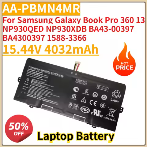 AA-PBMN4MR 15.44V 4032mAh Laptop Battery For Samsung Galaxy Book Pro 360 13 NP930QED NP930XDB BA43-0