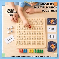Wooden Multiplication Board Game Kids Math Learning Toy 9x9 Times Table Dice Card Set