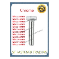 Hex Bolt ( M6 x 20MM - M6 x 75MM ) 1Packing = 20Pcs (Chrome)