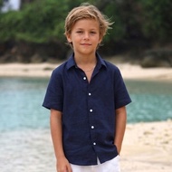 KEMEJA REMEDY KIDS Linen Shirt for Baby Toddler Boys Short Sleeve Casual Eco-Friendly Material Color