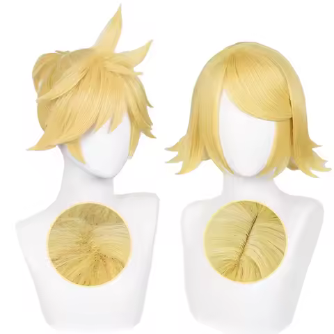 Synthetic Cosplay Wig for Kagamine Len Kagamine Rin Anime Role Play Costume Party Heat Resistant Fib