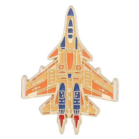 6Styles AWACS Transport Aircraft Helicopter Shaped Enamel Brooches J10 J16 Y20 Bomber Fighter Golden