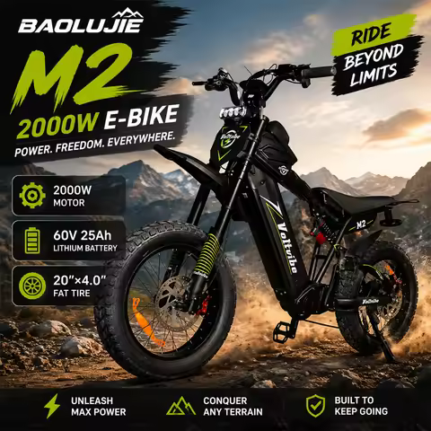 BAOLUJIE M2 E-Bike for Adults 2000W Motor 170N·m Max Speed 40MPH 60V 25Ah Lithium Battery 20"×4.0" F