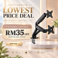 ANEW Gas Spring Dual Monitor Arm Adjustable Desk Monitor Arm for Monitor PC | Lengan Monitor Boleh L