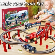 Train Toys Train Set Electric Track Car Kid's Electric Track Train Toy Large Track Retro Locomotive 