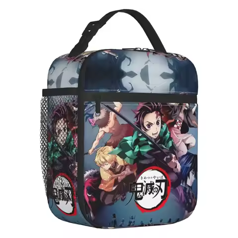 Anime Manga Tanjiro Kimetsu No Yaiba Thermal Insulated Lunch Bag Demon Slayer Portable Lunch Tote fo