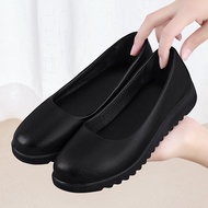 Kitchen Antiskid Shoe Women's KFC Dedicated for Chefs Soft Bottom Black Leather Shoes Ladieswear Res
