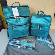 BRAND NEW Brhas Pati Metallic Blue 3 Way Backpack Sling/Shoulder Handbag READ DESCRIPTION R004