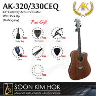 A&amp;K AK-320/330CEQ 41'' Cutaway Acoustic Guitar With Pick Up (Mahogany) (AK320/330CEQ)