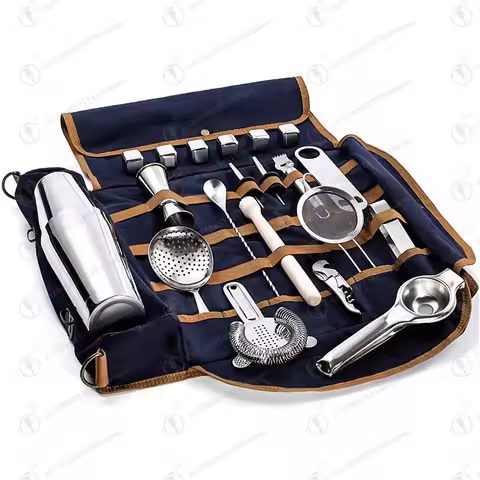 Bartender Kit 22 Pieces: 800ml + 550ml Boston Shaker, Jigger, Tools