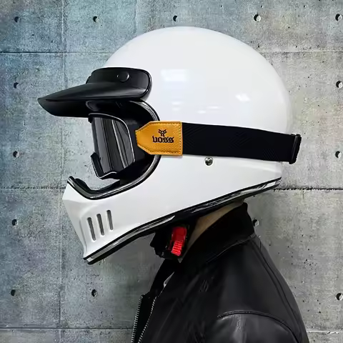 VOSS Retro Motorcycle Helmet, Retro Coffee Racer, Personality, Full Face, DOT Certified, Jetvintage 