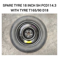 Spare Tyre 18 Inch Inci 5H PCD114.3 ( T165/90 D18 ) Nissan Murano Z50 TZ50 PNZ50 / Tayar Ganti / Spare Tire