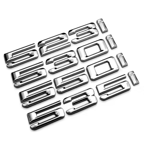 Auto ABS Silver Chrome Emblem Badge Sticker Letter Number Accessories For BMW 5 Series E60 E61 F10 F